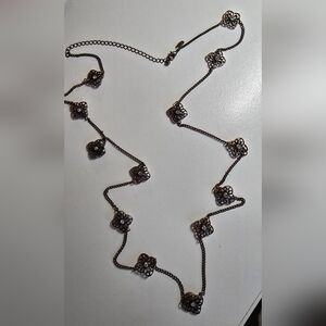 Elegant Bronze Floral Stations Necklace